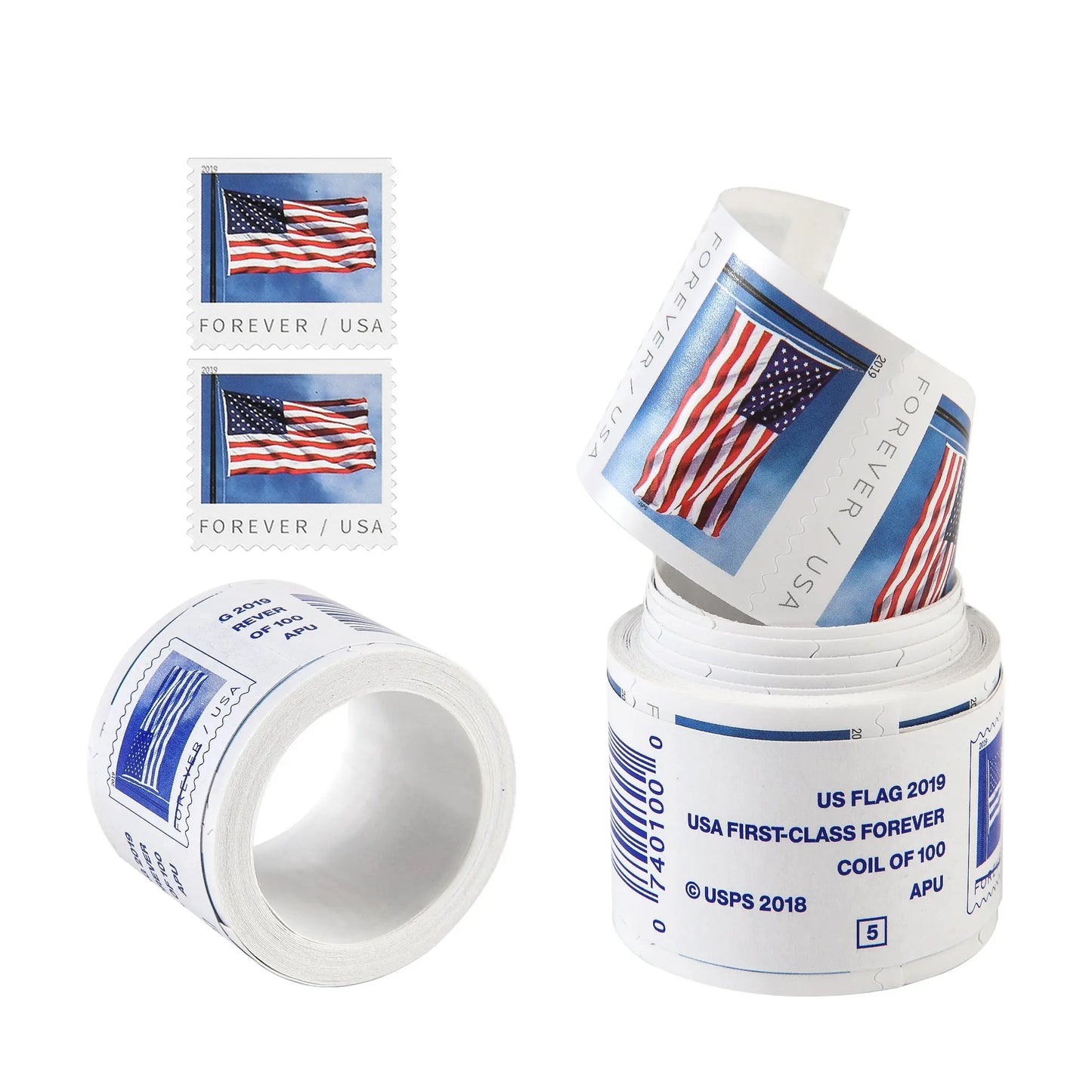 2019 US Flags Forever Postage Stamps Booklet / Roll Forever Stamps