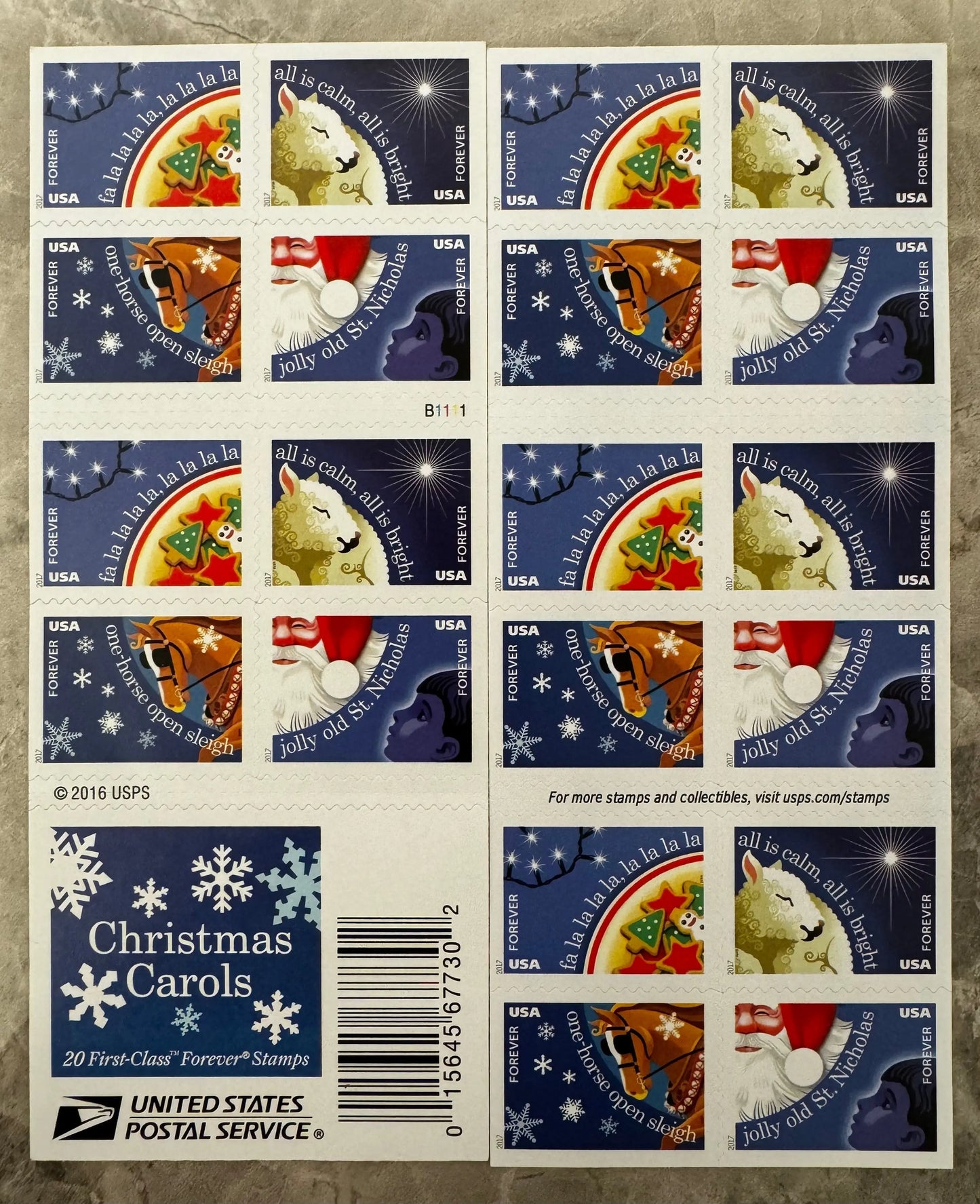 Christmas Carols Forever First Class Postage Stamps USPS