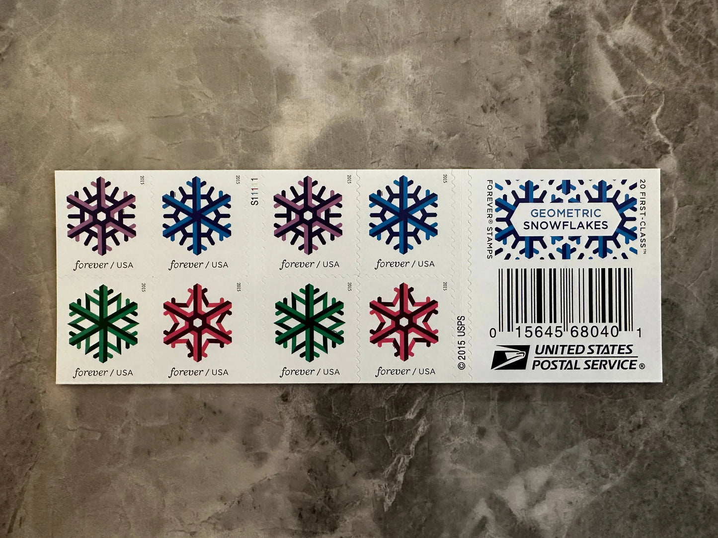 USPS Geometric Snowflakes Forever First Class Postage Stamps USPS