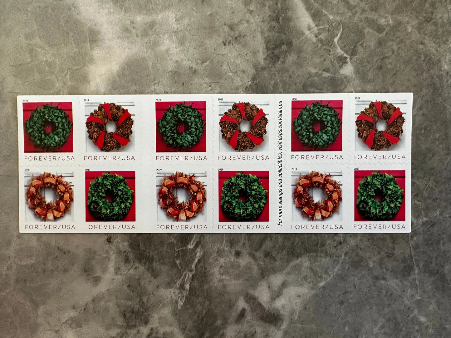 USPS Holiday Wreath Forever First Class Postage Stamps USPS