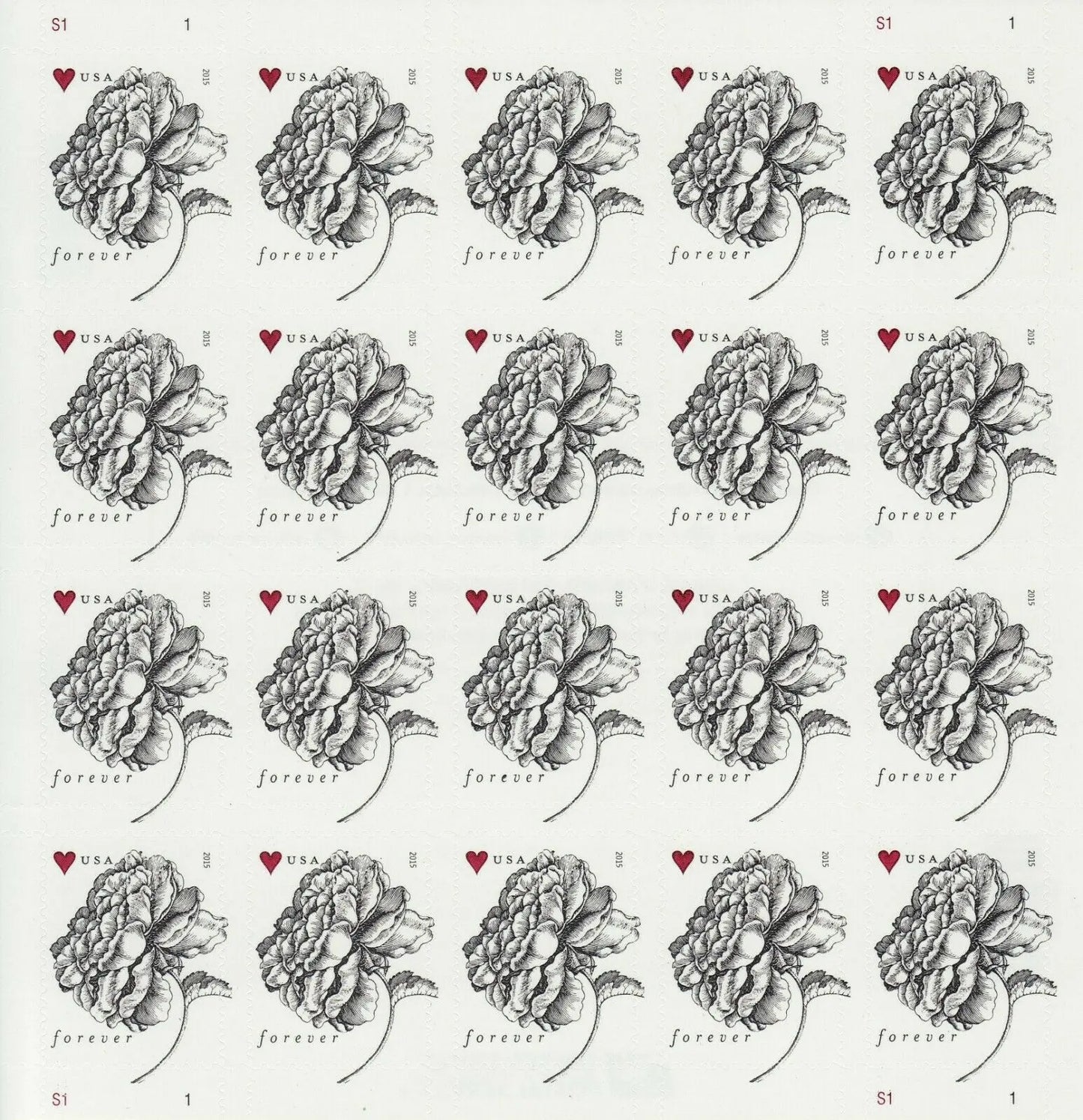 Antique Vintage Rose Forever Postage Stamps USPS