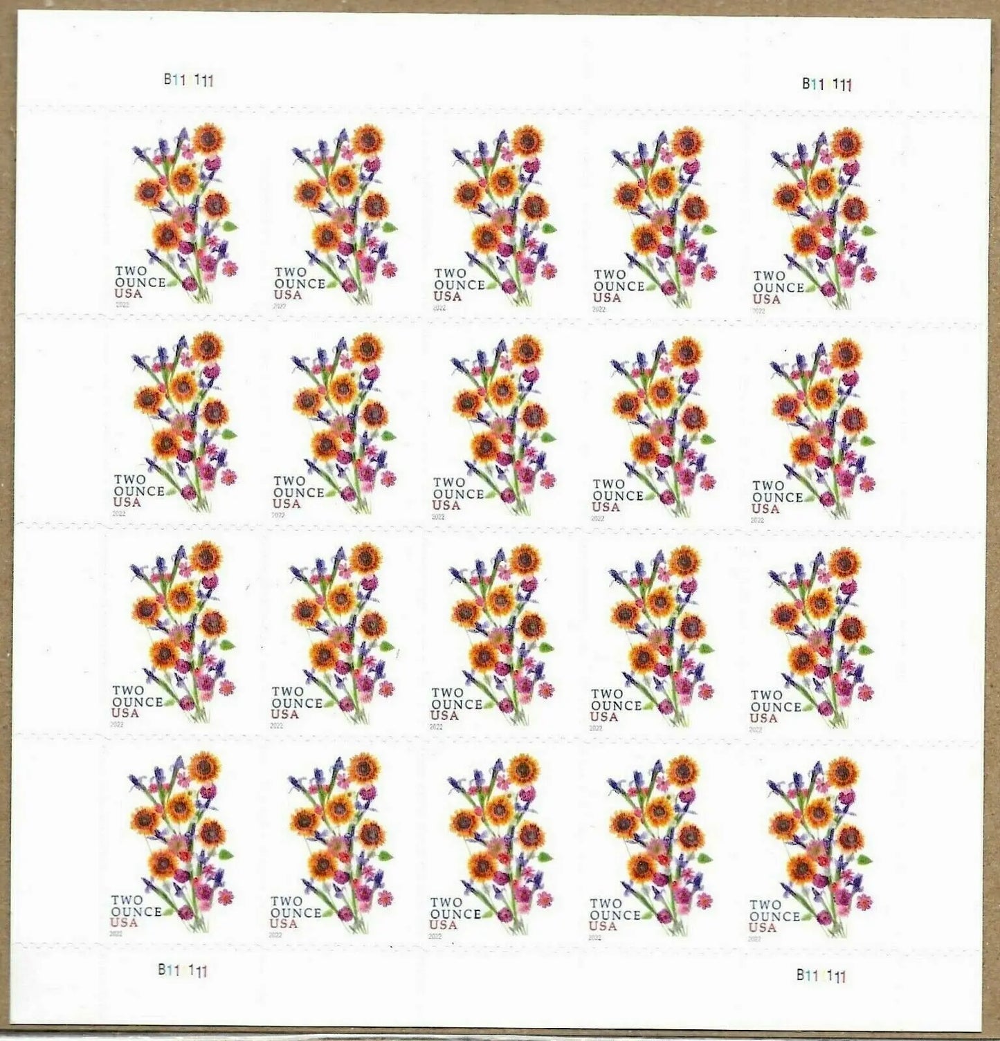 Sunflower Bouquet Two Ounce Forever First Class Postage Stamps USPS