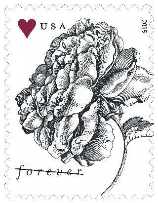 Antique Vintage Rose Forever Postage Stamps USPS