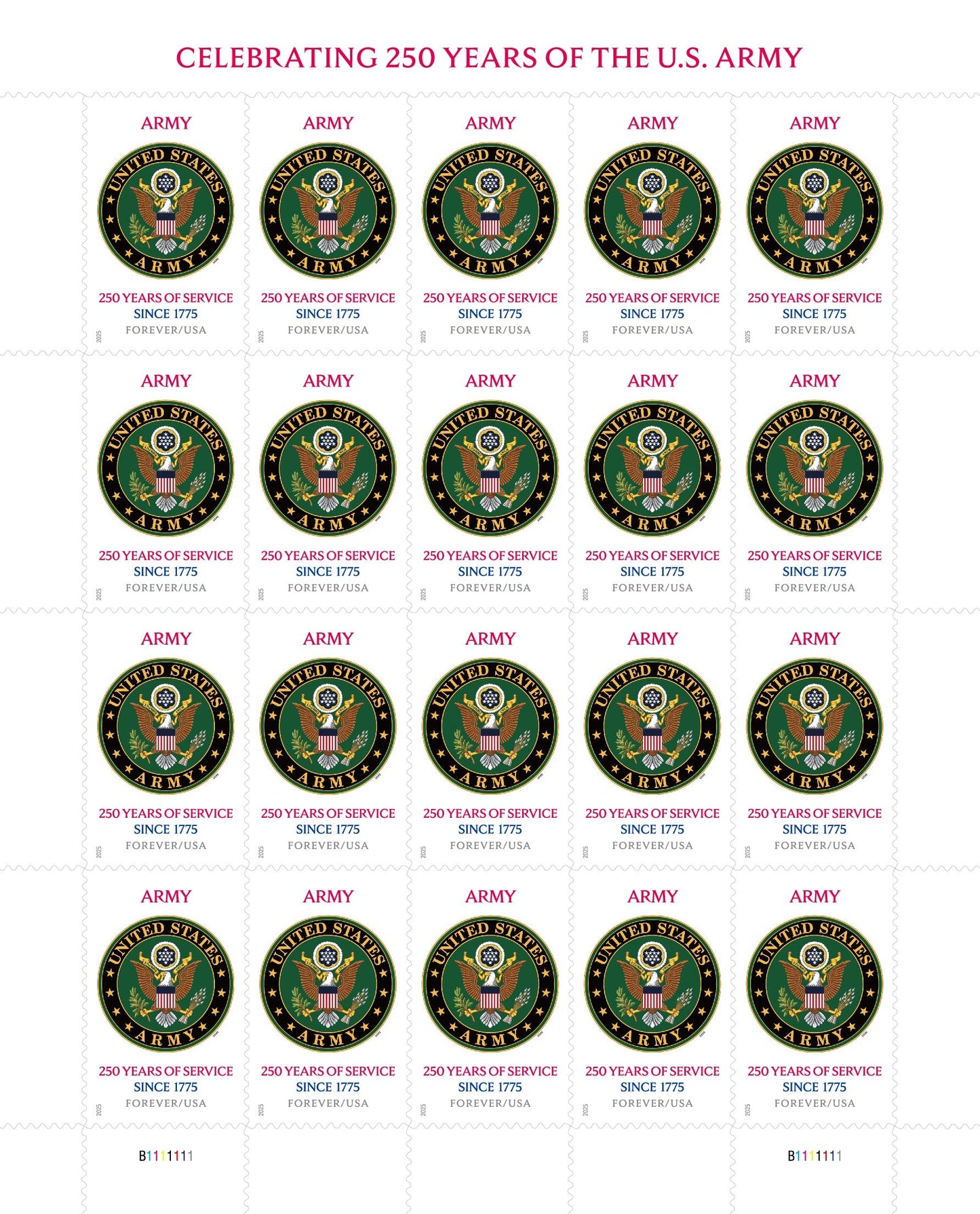U.S. Army 250th First-Class Mail Forever Postage Stamps USA Stamps Store LLC