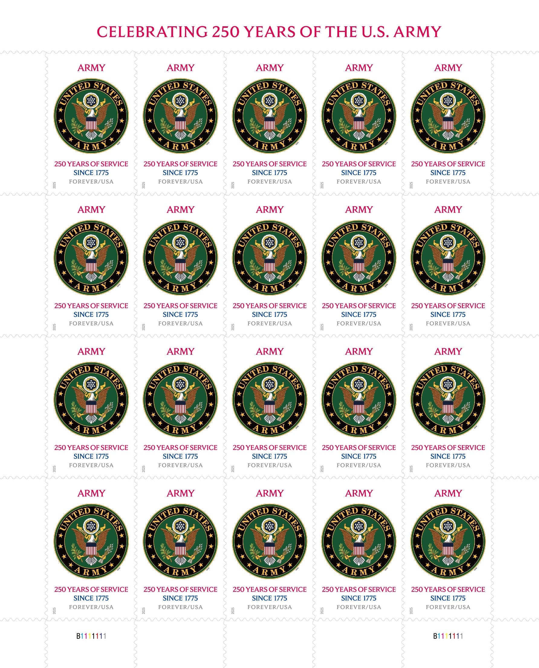 U.S. Army 250th First-Class Mail Forever Postage Stamps USA Stamps Store LLC