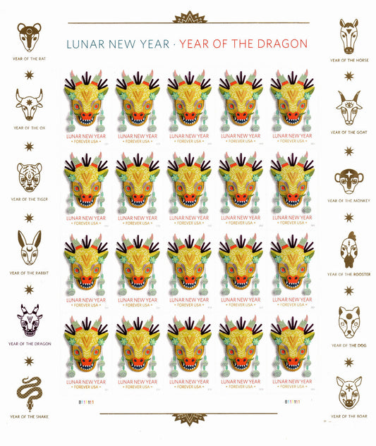 Year of the Dragon Celebrates Lunar New Year Forever Postage Stamps