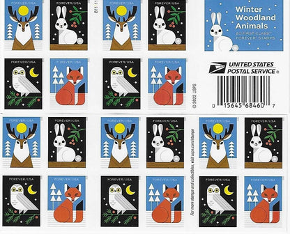 Winter Woodland Animals Forever First Class Postage Stamps