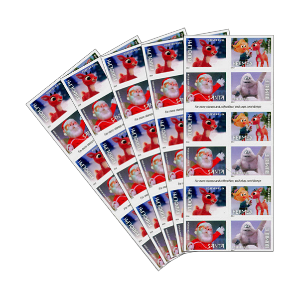 USPS First Class Forever Stamps – Rudolph the Red-Nosed Reindeer