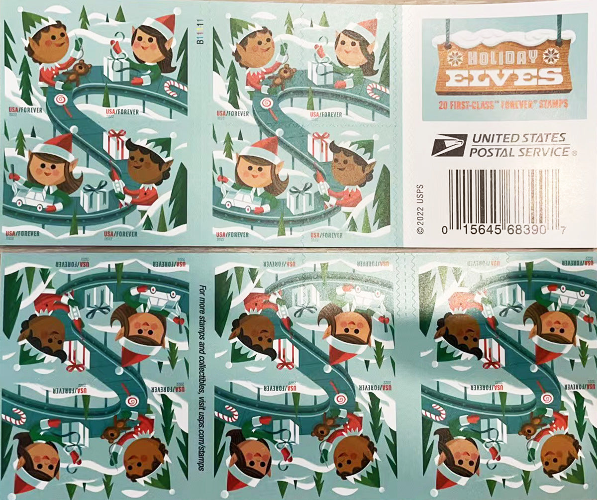 USPS Holiday Elves Forever Postage Stamps