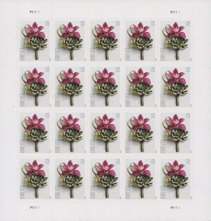 Contemporary Boutonniere Flower Forever Postage Stamps