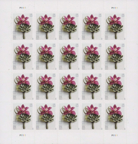 Contemporary Boutonniere Flower Forever Postage Stamps