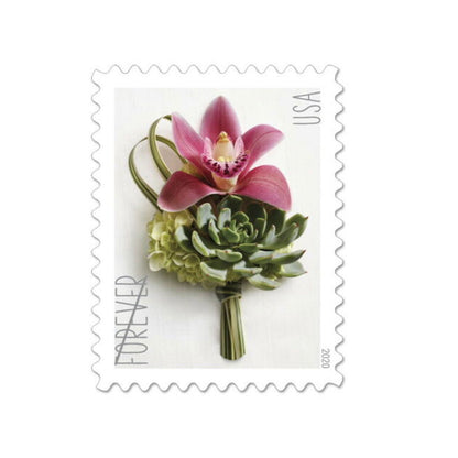 Contemporary Boutonniere Flower Forever Postage Stamps