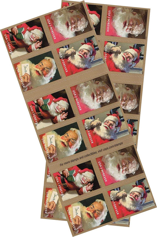 Sparkling Holidays Santa Christmas Forever Postage Stamps (1 Booklet = 20 Pcs)