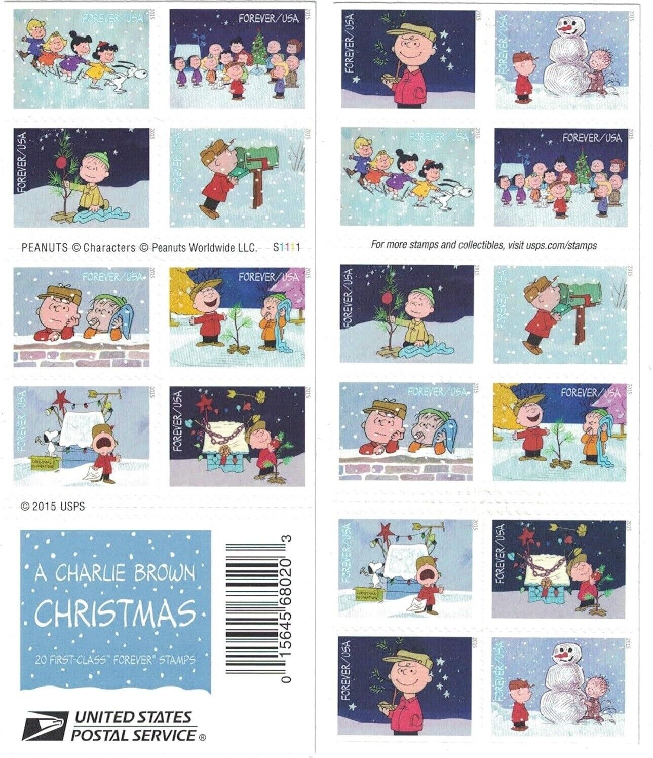 A Charlie Brown Christmas Forever First Class Postage Stamps