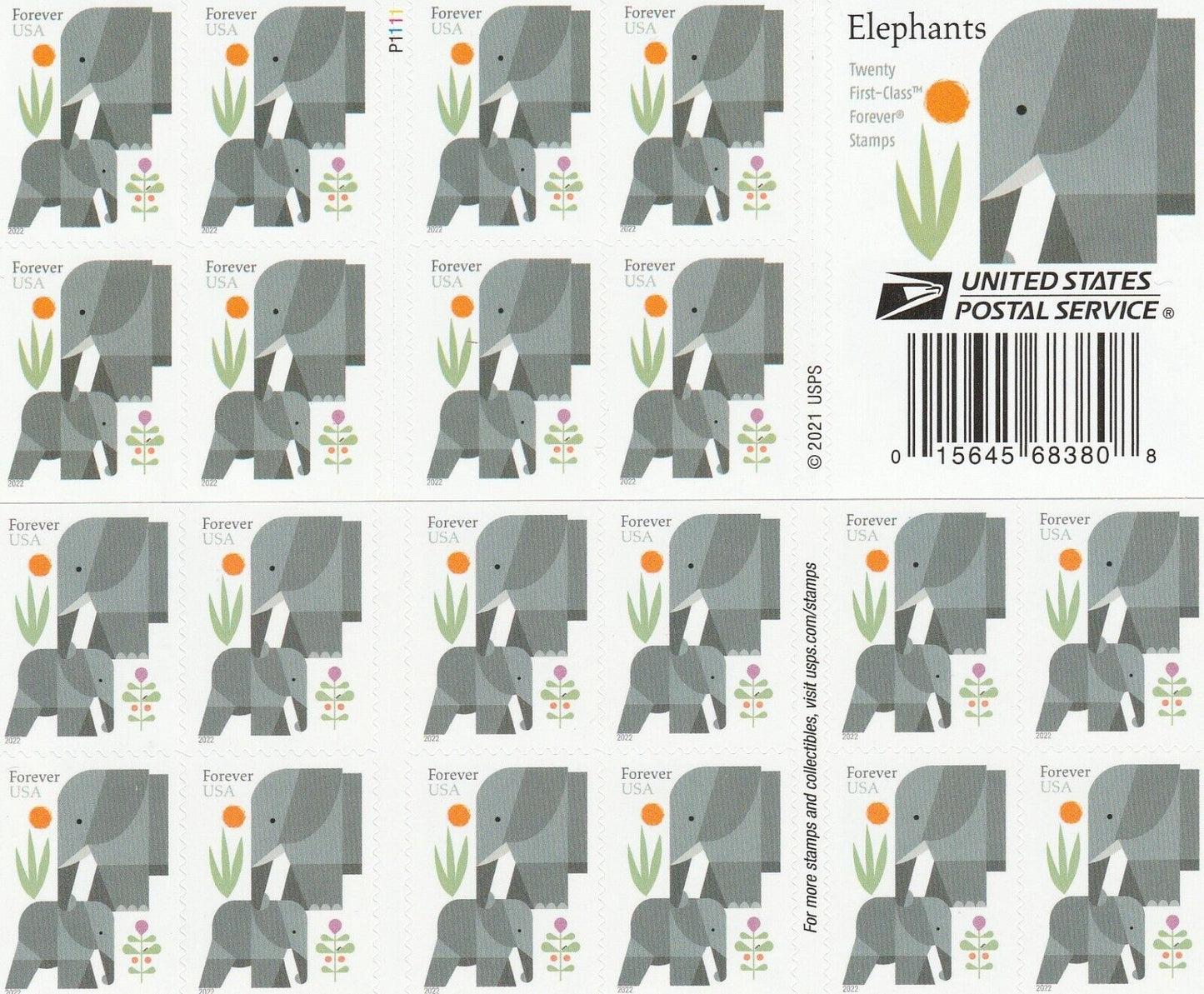 USPS Cartoon Elephants Star Forever First Class Postage Stamps