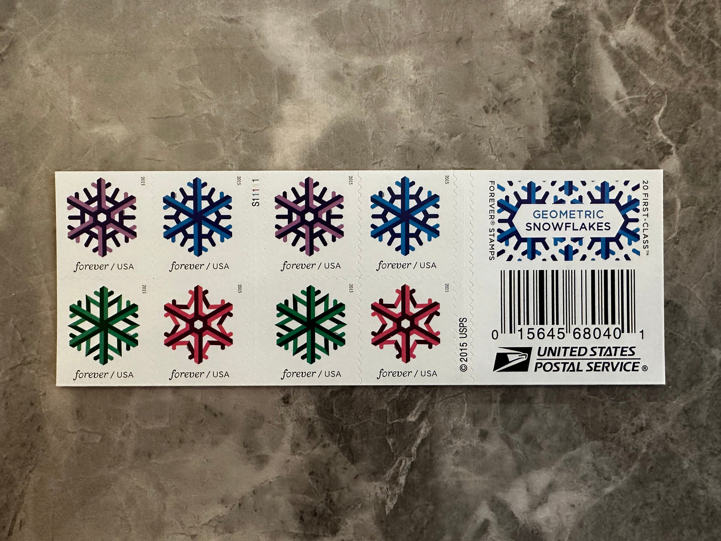 USPS Geometric Snowflakes Forever First Class Postage Stamps