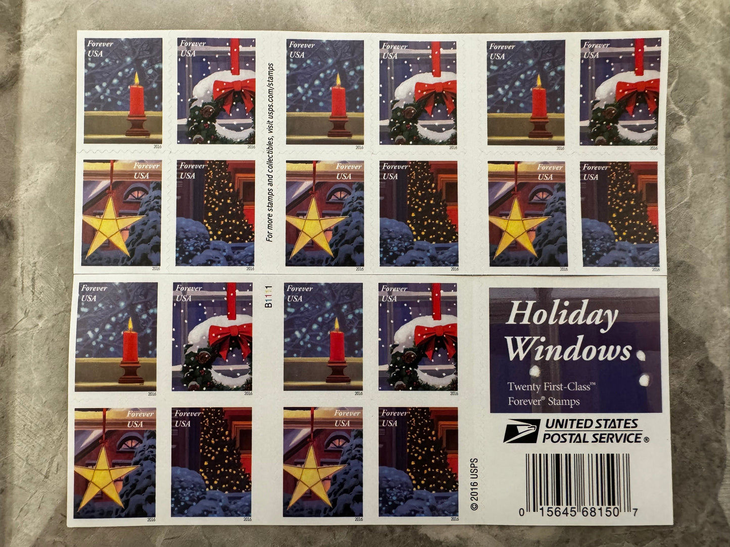 USPS Holiday Windows Forever First Class Postage Stamps