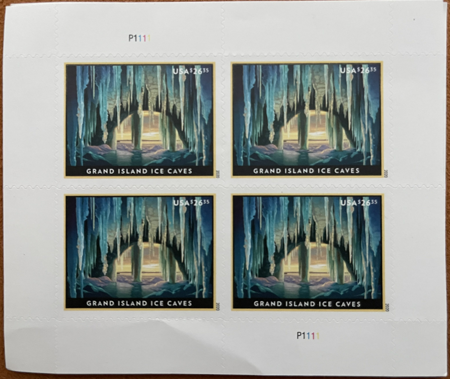 Grand Island Ice Cave Express Postage Stamps (1 Sheet = 4 Pcs)