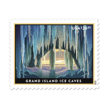 Grand Island Ice Cave Express Postage Stamps (1 Sheet = 4 Pcs)